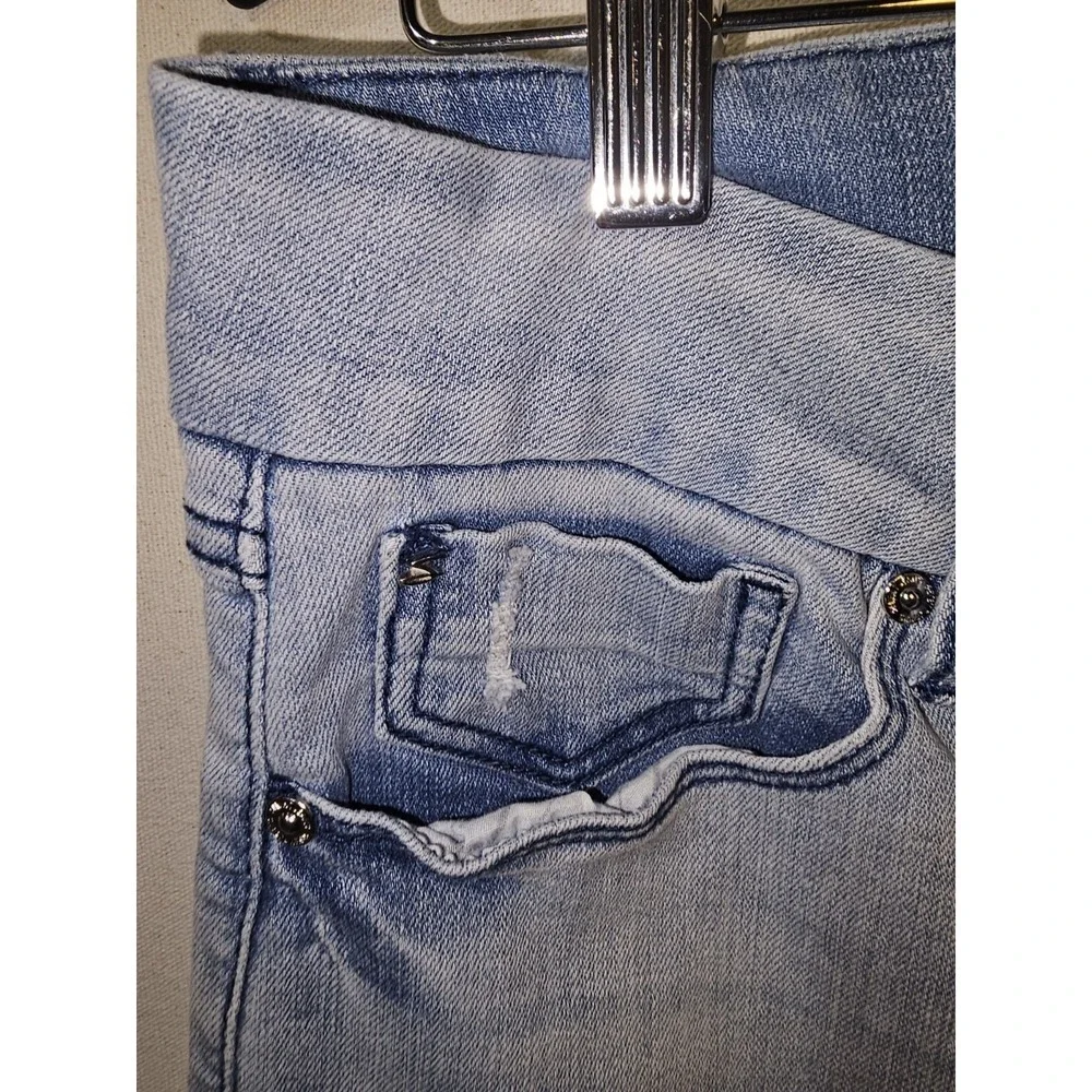 Seven7 Jeans Womens 8 Light Blue Wash Distressed Stretch Denim‎ Bootcut Bohemian
